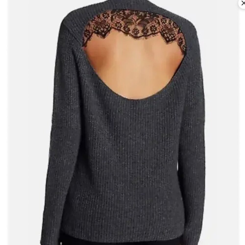 A.L.C. Women's Peter Wool Cashmere Sweater Open Back Lace Grey Fall Size Small